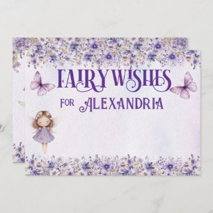 Purple Watercolor Floral Birthday Fairy Wishes Advice Card