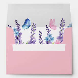 Purple Watercolor floral Butterfly Birthday Envelope
