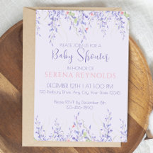 Purple Watercolor Floral Cute Baby Shower