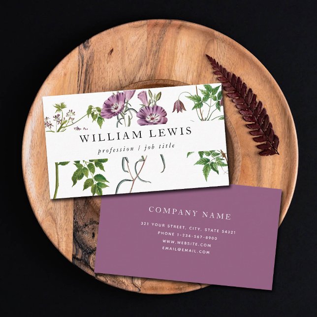 Purple Watercolor Floral & Greenery Professional  Business Card (Creator Uploaded)
