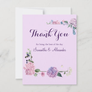 Purple Watercolor Floral lavender Thank You Card
