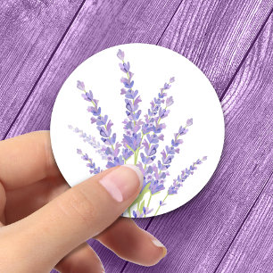 Purple watercolor floral lavender wedding Classic Classic Round Sticker