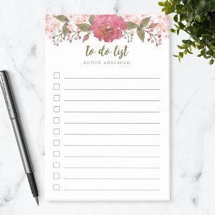 Purple Watercolor Floral To Do List Post-it Notes