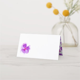Purple watercolor floral wedding event place cards