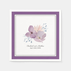 Purple Watercolor Floral Wedding Napkin