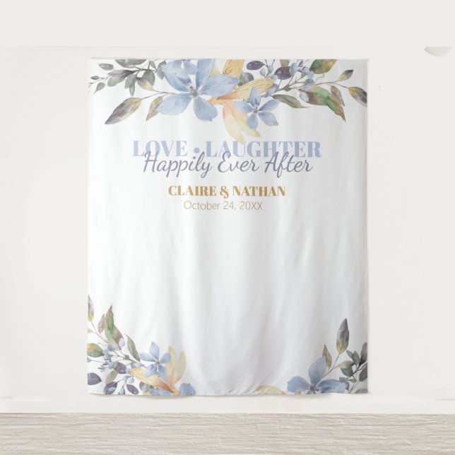 Purple Watercolor Floral Wedding Photo Booth  Tapestry (Front)