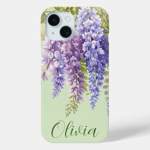Purple watercolor floral wisteria lilac botanical  iPhone 15 case
