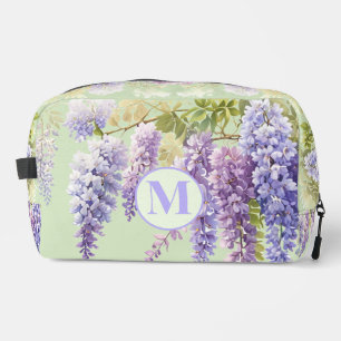 Purple watercolor floral wisteria lilac botanical dopp kit