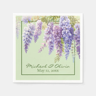 Purple watercolor floral wisteria lilac botanical  napkin