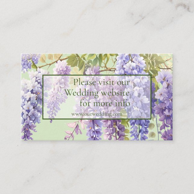 Purple watercolor floral wisteria lilac wedding enclosure card (Front)