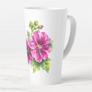 Purple Watercolor Flower Illustration  Latte Mug