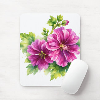 Purple Watercolor Flower Illustration Mouse Pad