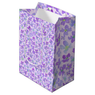 Purple watercolor flower lilac design medium gift bag