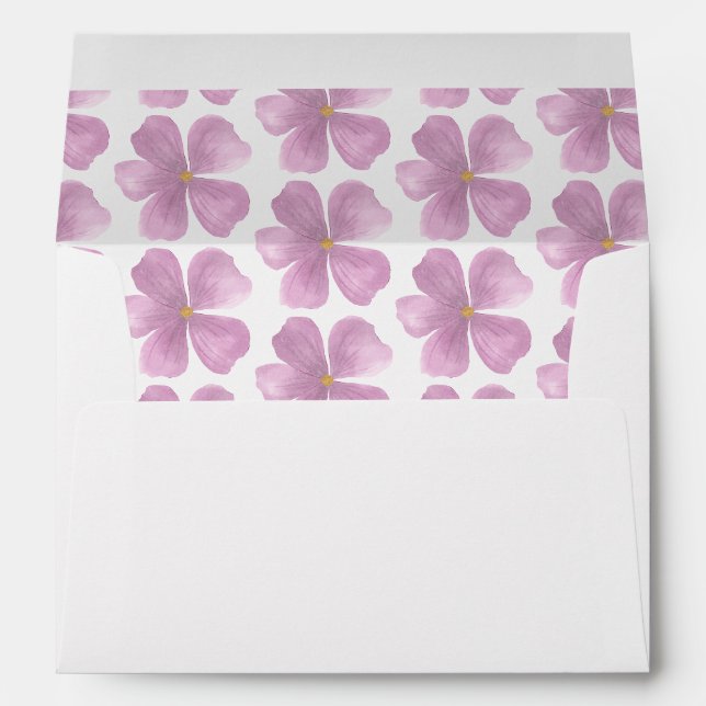 Purple Watercolor Flower Pattern Standard Envelope (Back (Bottom))