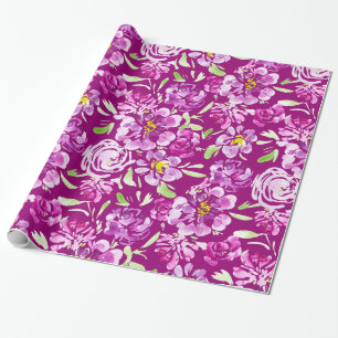 Purple watercolor flower peony design wrapping pa paper