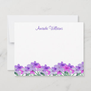 Purple Watercolor Flower Personalised Card
