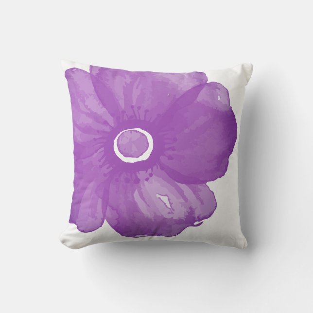 Purple Watercolor Flower Pillow (Front)