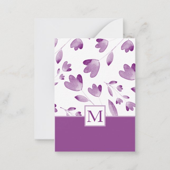 Purple Watercolor Flower Stems  Card (Front)