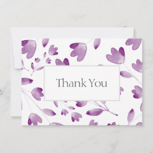 Purple Watercolor Flower Stems Thank You Card