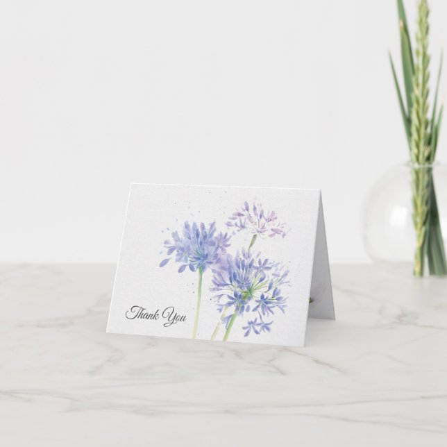 Purple Watercolor Flower Sympathy Thank You Card (Front)