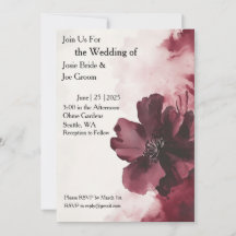 Purple watercolor flower wedding invitation