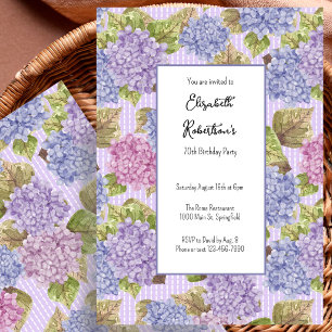 Purple Watercolor Flowers 70th Birthday Invitation