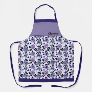 Purple Watercolor Flowers Apron