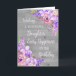Purple Watercolor Flowers Daughter Birthday Card<br><div class="desc">Birthday card for daughter with purple watercolor flowers,  rustic grey wood pattern and thoughtful verse.</div>