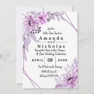 Purple Watercolor Flowers Frame with Typography