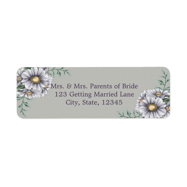 Purple Watercolor Flowers Label (Front)