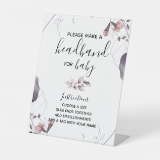 Purple Watercolor Flowers  Sign - Headband Station