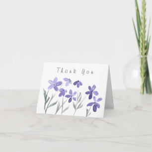 Purple Watercolor Flowers Thank You Card