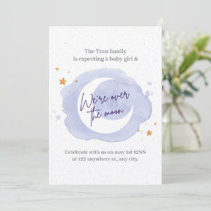 Purple Watercolor girl Baby Shower Invitation