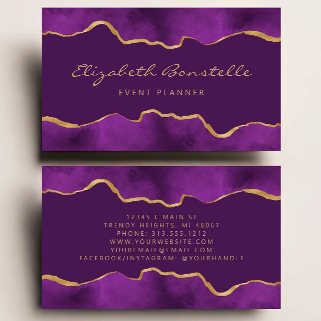 Purple Watercolor Gold Foil Luxury Business Card (Creator Uploaded)