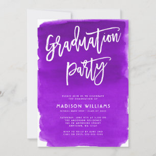 Purple Watercolor Graduation Party Invitation