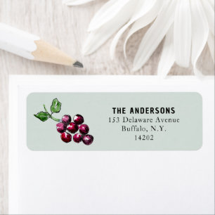 Purple Watercolor Grapes Elegant Return Address