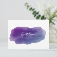 Purple watercolor guest name place card