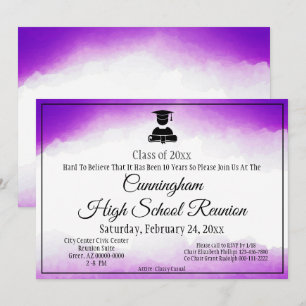 Purple Watercolor High School Class Reunion Invitation