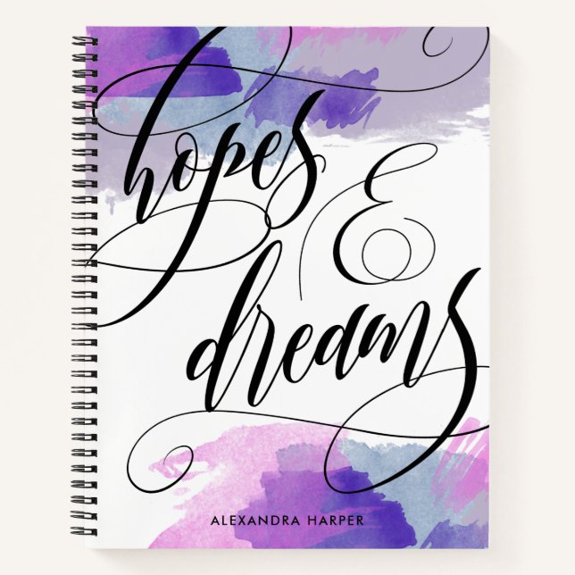 Purple Watercolor - Hopes & Dreams - Name Notebook (Front)