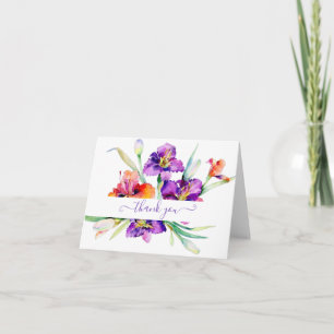 Purple watercolor Iris personalised  Thank You Car Card