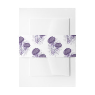 Purple Watercolor Jellyfish Nautical Art Wedding Invitation Belly Band