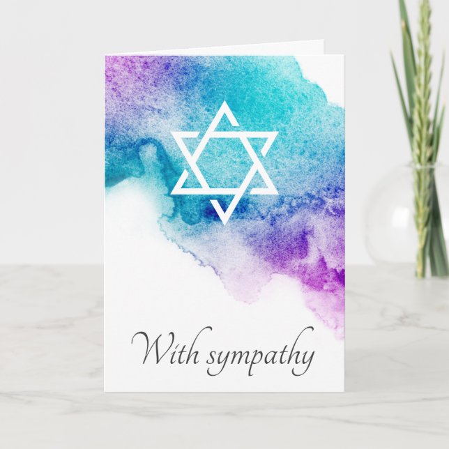 Purple watercolor Jewish sympathy condolence Card (Front)