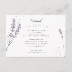 Purple watercolor lavender wedding details enclosure card