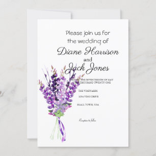 Purple Watercolor Lavender Wedding Invitation