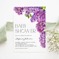 Purple Watercolor Lilac Flowers Baby Shower