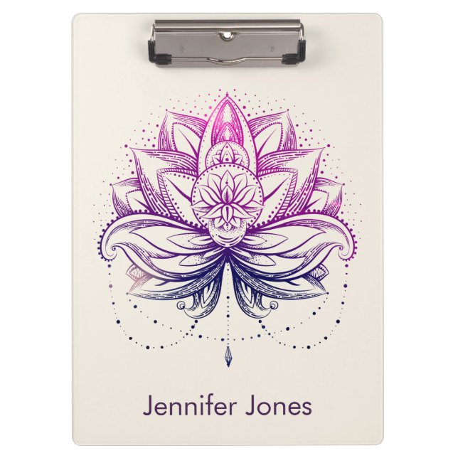 Purple  Watercolor Lotus / Lily flower Clipboard (Front)