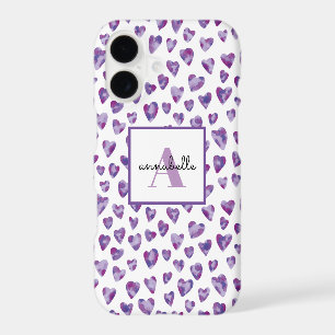 Purple Watercolor Love Heart Monogram