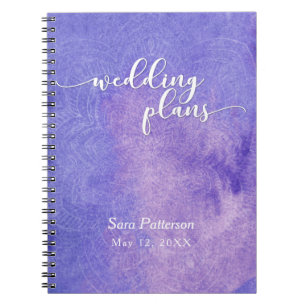 Purple Watercolor Mandala Bridal Wedding Planner 2 Spiral Notebook