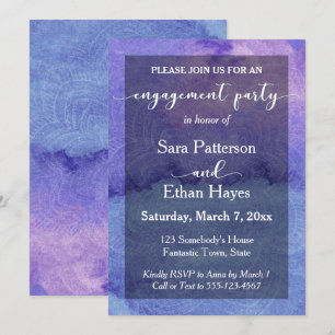 Purple Watercolor Mandala Engagement Party Invitation
