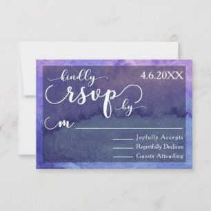 Purple Watercolor Mandala White Typography RSVP Card